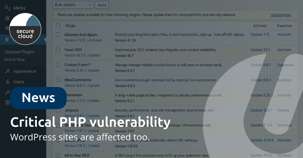 Critical PHP vulnerability: what you need to know and what we are doing