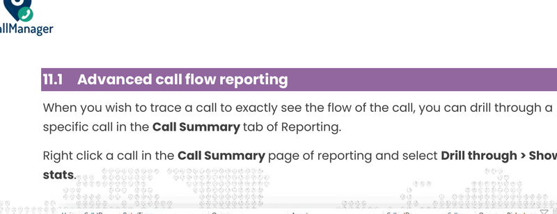 Call Summary drill-through