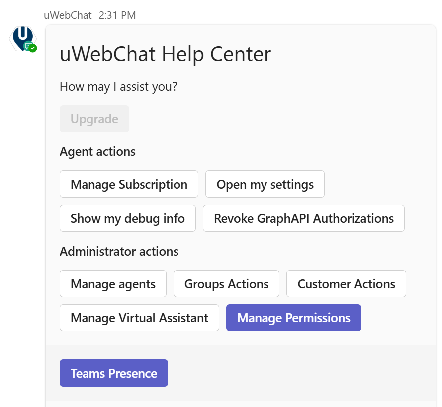 Presence consent menu