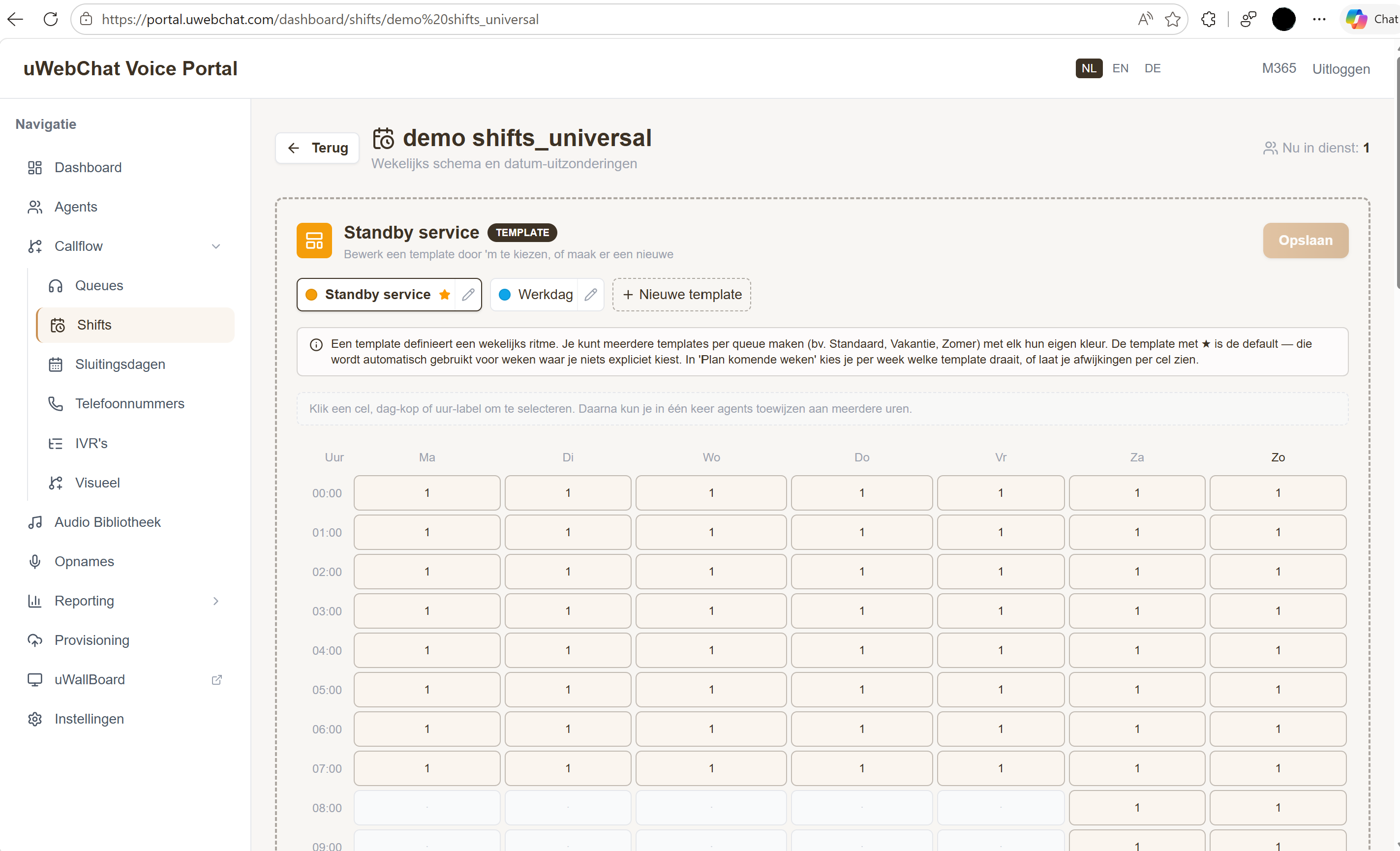 Schedule management for Shifts queues in the uWebChat Voice Portal